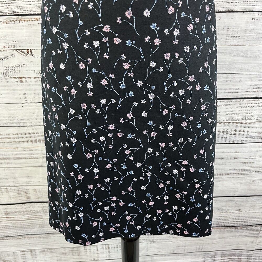 Liz Claiborne Skirt sz 18 Black Pink Blue Floral Straight Stretch Knee Church - Picture 4 of 8